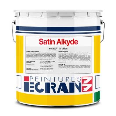 Peinture professionnelle satin, murs et plafonds, blanc, résine alkyde - Satin Alkyde ECRAN 77 15 litres Blanc - 43_107 - 3700070115662