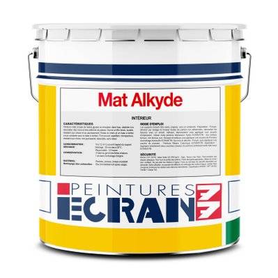 Peinture professionnelle mat, murs et plafonds, résine alkyde - Mat Alkyde ECRAN 77 15 litres Blanc - 41_95 - 3700070115631