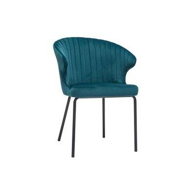 Chaise design en tissu velours gaufré bleu canard et métal noir REQUIEM - L56xP60xH80 - 48506 - 3662275114379