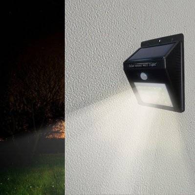 Applique Murale Solaire LED Noire 0.75W IP54 avec Détecteur de Mouvement - Blanc Froid 6000K - 8000K - SILAMP - 7405_WH - 7426924082916