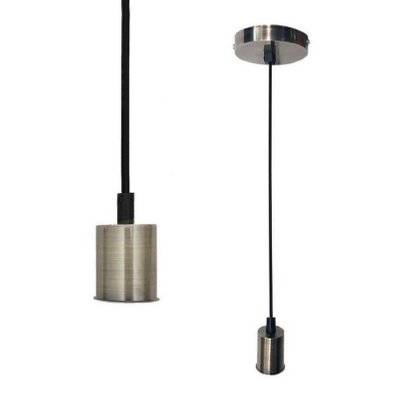 Suspension luminaire Ampoule E27 Bronze Brossé Cylindrique - SILAMP - PEND-2-BRONZO - 7426924036841