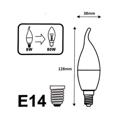 Ampoule LED E14 Flamme 8W 220V Ø38mm (Pack de 10) - Blanc Chaud 2300K - 3500K - SILAMP - PACK-LE14-7-8W_WW - 7426924084187