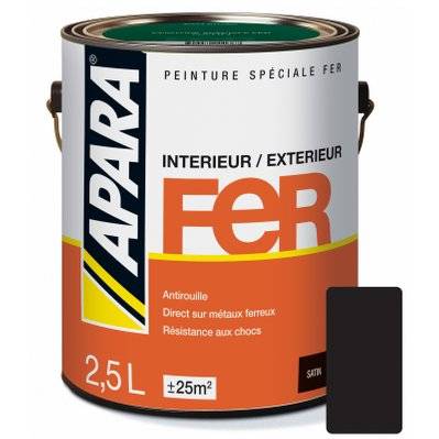Peinture Fer Satin - APARA 2.5 litres Noir profond (RAL 9005) - 108_338 - 3700070111350
