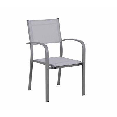 Table de jardin extensible aluminium 270cm + 8 fauteuils empilables textilène gris - LIO 8 - GR-LIO-8F014GG - 3664380003050