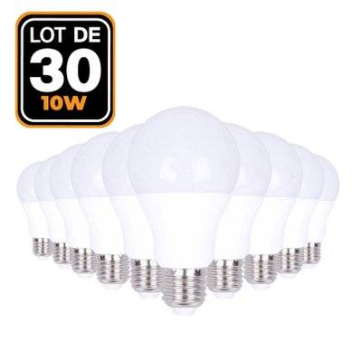 30 Ampoules LED E27 10W Blanc Froid 6000K Haute Luminosité - 744 - 7061115132577