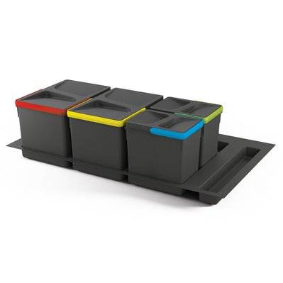 Emuca Kit poubelle de tri sélectif pour tiroir de cuisine avec socle Recycle hauteur 216mm, 2x12litres, 2x6litres, module - 8935823 - 8432393007571