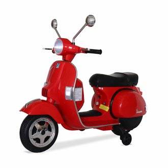 Vespa rouge PX150. scooter électrique pour enfants 12V 4.5Ah. 1 place avec autoradio