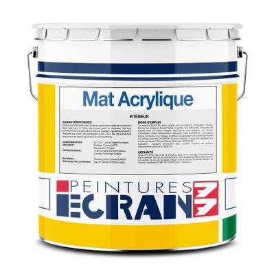 Peinture professionnelle mat, murs et plafonds, intérieur, résine acrylique - Mat Acrylique ECRAN 77 15 litres Noir - 38_80 - 3700070115204