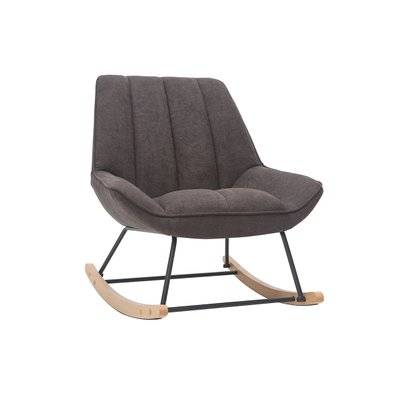 Rocking chair design en tissu effet velours gris foncé, métal noir et bois clair BILLIE - L75xP88xH82.5 - 48655 - 3662275117233