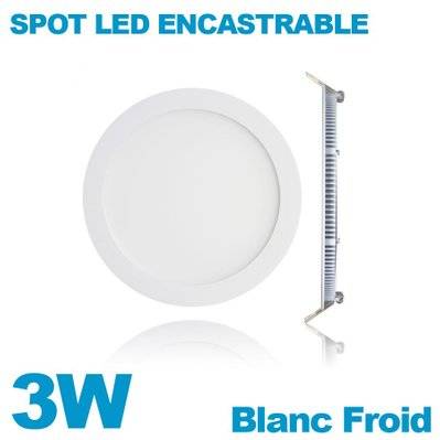 Spot Encastrable LED 3W Rond Extra-Plat Blanc Froid 6000K - 490 - 7061117211355