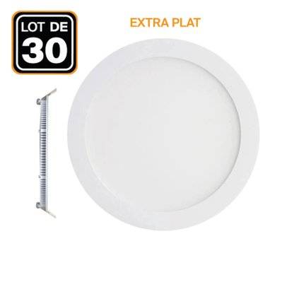 30 Spots Encastrable LED Downlight Rond Extra-Plat 18W Blanc Froid 6000K - 1969 - 7061114397007