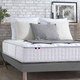 Ensemble Matelas Ressorts COSMOS + Sommier - Made in France Dimensions - 140 x 190 cm, Sommier - Gris chiné