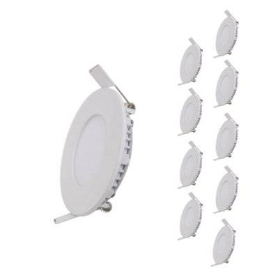 Spot LED Extra Plat Rond 6W Blanc (Pack de 10) - Blanc Froid 6000K - 8000K - SILAMP - PACK-FARO-6W-RD_WH - 7426924084774