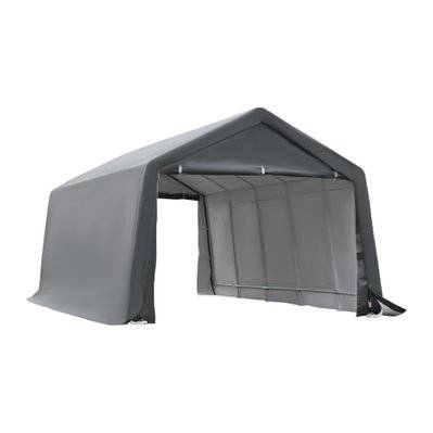 Tente garage carport acier galvanisé PE haute densité blanc gris - 84C-003 - 3662970077641