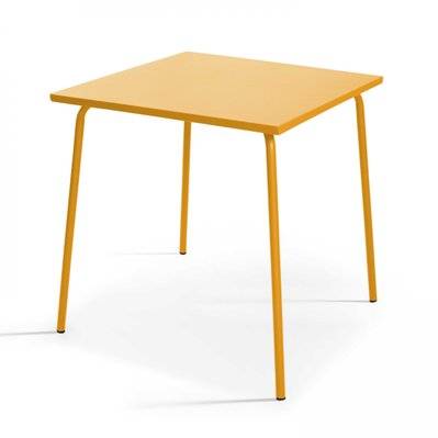 Table de jardin carrée en métal jaune - Palavas - 105157 - 3663095029522