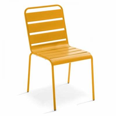 Chaise de jardin en métal jaune - Palavas - 104679 - 3663095025012