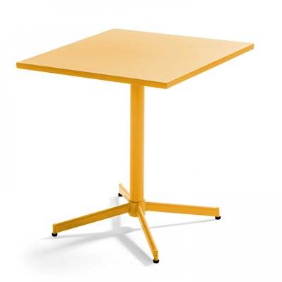 Table de jardin carrée bistro inclinable en acier jaune - Palavas - 105164 - 3663095029591