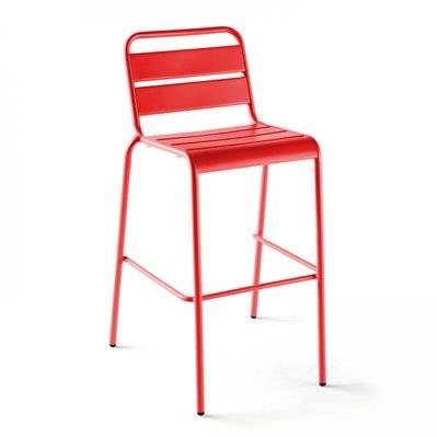 Chaise haute en métal rouge - Palavas - 105768 - 3663095035127