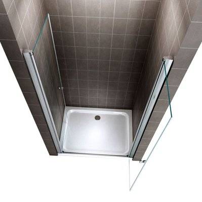 GINA Porte de douche battante H. 185 cm largeur réglable 72 à 76 cm verre transparent - 1#IZI#1830 - 3701041616027