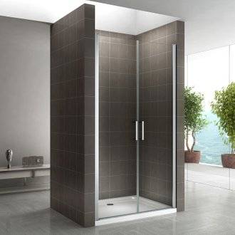 KAYA Porte de douche battante H. 185 cm largeur réglable 95 à 98 cm verre transparent