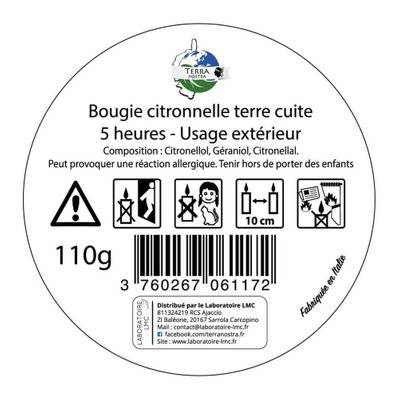 Bougie anti moustique citronnelle terre cuite x3 - TER037 - 3760267061172