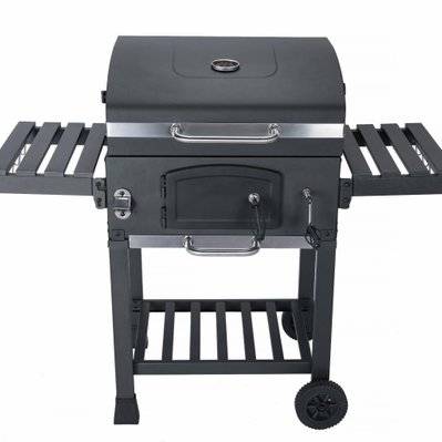 Barbecue Grill charbon de bois noir - Fumoir avec récupérateur de cendres. aérateurs. bac charbon ajustable et tablettes - 3760247268072 - 3760247268072