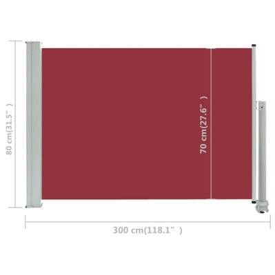 vidaXL Auvent latéral rétractable de patio 80x300 cm Rouge - 48363 - 8719883766003