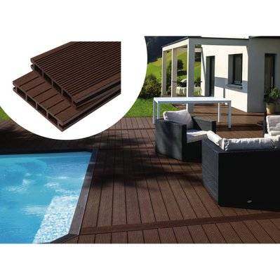 Pack 5 m² - Lames de terrasse composite alvéolaires - Marron - 97640 - 3700746463585