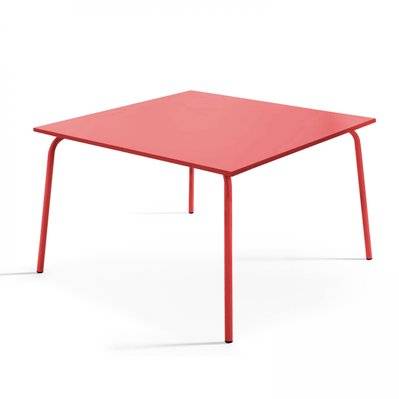 Table de jardin carrée en métal rouge - Palavas - 103599 - 3663095014900