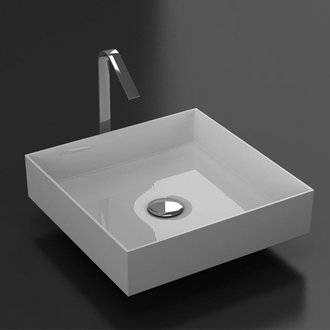 Vasque à poser carrée en marbre de synthèse SIENA 42 x 42 cm
