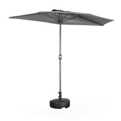 Parasol de balcon Ø250cm  – CALVI – Demi-parasol droit. mât en aluminium avec manivelle d’ouverture. toile grise - 3760326990597 - 3760326990597