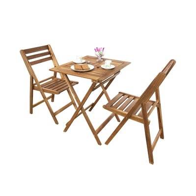 Ensemble pliable table + 2 chaises pour balcon en acacia Fidgi - CMJ927010 - 3517239270106