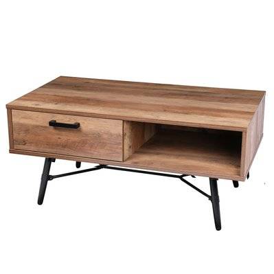 Table basse design bois et métal Hampton - L. 110 x H. 49 cm - Noir - 751918 - 5414881513088