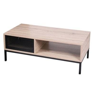 Table basse design industriel Soho - L. 100 x H. 36 cm - Noir - 751904 - 5414881513170