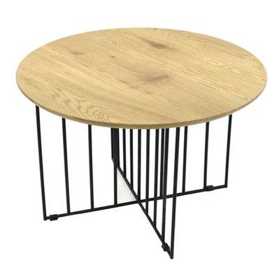 Table basse industrielle bois et métal Maverick - Diam. 70 x H. 45 cm - Noir - 702087 - 3664944179641