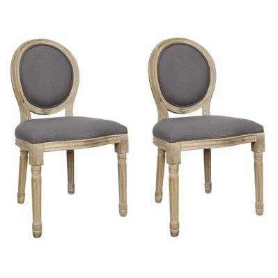 2 Chaises de table design médaillon Eleonor - Gris - L702132 - 3665549070098