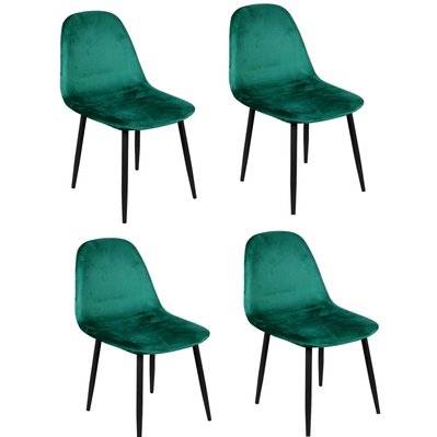 Lot de 4 Chaises de table design velours Inoui - Vert émeraude - L751891 - 3665549070012