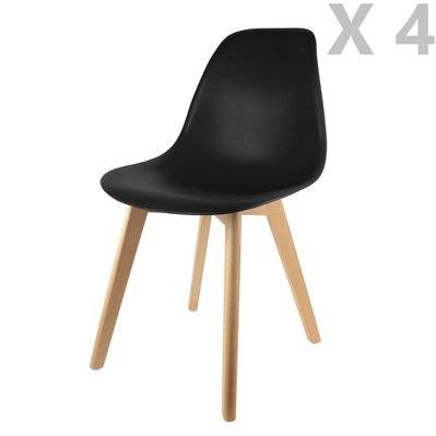 4 Chaises design scandinave à coque Holga - Noir - L700551 - 3665549067883