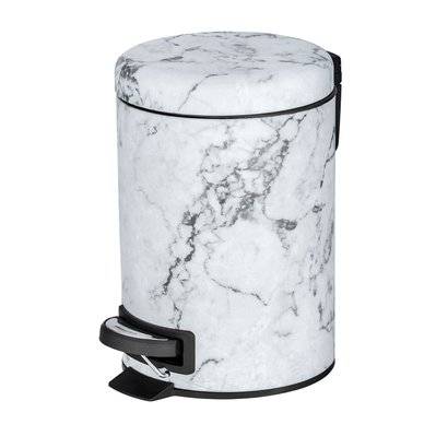 Poubelle à pédale effet marbre Onyx - 3 L - Blanc - 385531 - 3665549038227