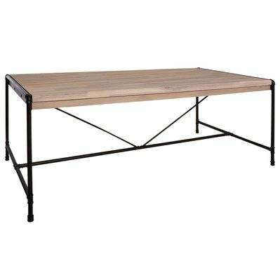 Table à manger design bois et métal industriel Siam - L. 200 x H. 77 cm - Noir - 513061 - 3560238333365