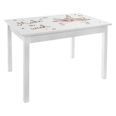 Bureau table enfant Print Douceur - L. 77 x H. 48 cm - Blanc et rose - 512708 - 3560238650172