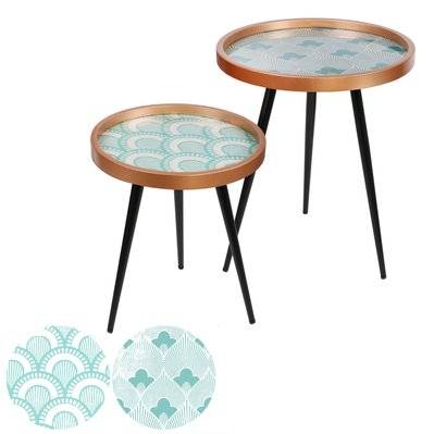 2 Tables d'appoint design Art Décoration - Bleu et blanc - 751843 - 5414886547026
