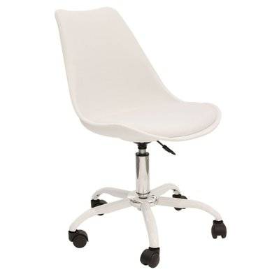 Chaise de bureau à roulettes design Kiruna - Blanc - 701772 - 3665549047311