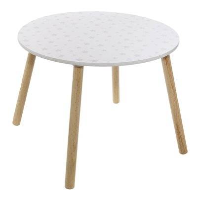 Table enfant design bois Douceur - Diam. 60 cm - Blanc à motif - 514129 - 3560233814937