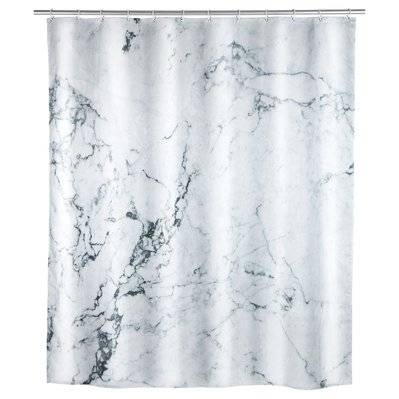 Rideau de douche effet marbre Onyx - Polyester - 180 x 200 cm - Blanc - 385571 - 3665549037909