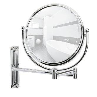 Miroir mural grossissant de salle de bain Deluxe - Diam. 19 cm - Argent