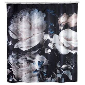 Rideau de douche design Peony - Polyester - 180 x 200 cm - Noir