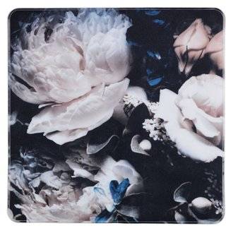 Tapis de douche antidérapant fleurs Peony - L. 54 x l. 54 cm - Noir
