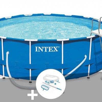 Kit piscine tubulaire Intex Metal Frame ronde 4,57 x 1,22 m + Kit d'entretien - 17202 - 7061257780247