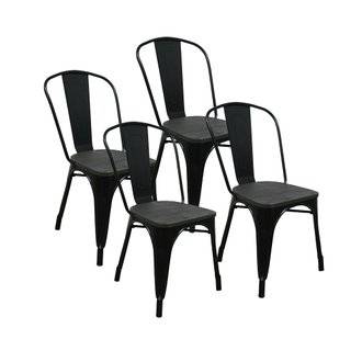chaises de salle à manger GASTON Noir Métal Style industriel